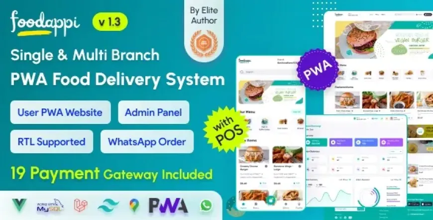 FoodAppi – PWA Food Delivery System and WhatsApp Menu Ordering with Admin Panel | Restaurant POS (v1.1)